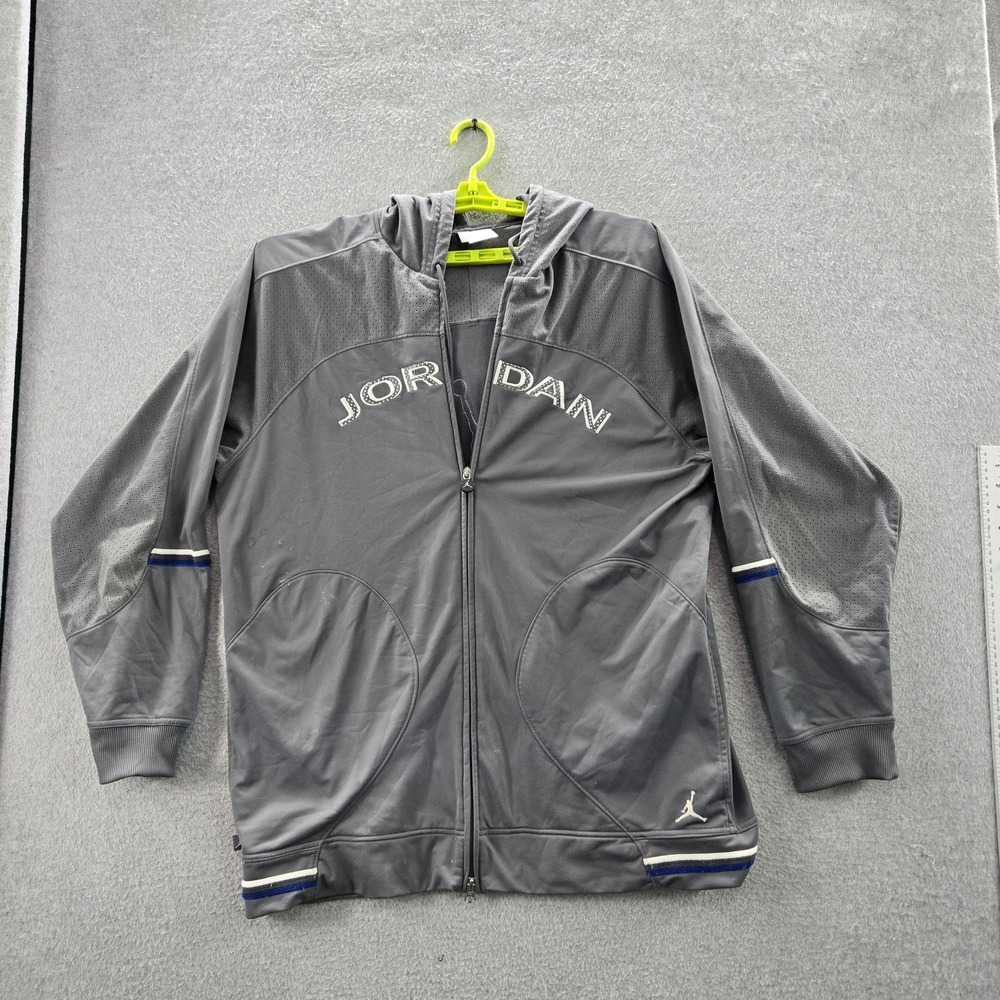 VINTAGE Jordan Men Jacket XL Gray Jumpman Embroidery Activewear Logo READ